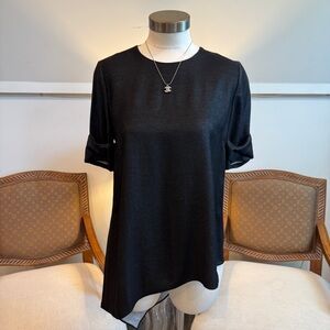NWT St. John Black Asymmetrical Blouse Top